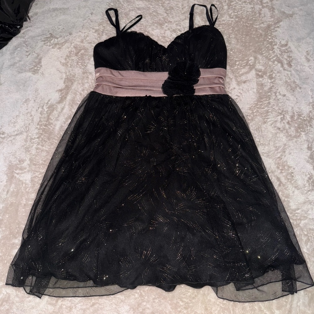 A. Byer Black Dress with Pink Accent